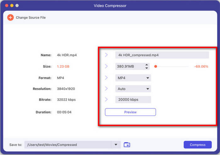 Video Compressor Reset-and Save