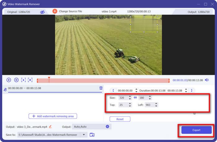 Video Watermark Remover Export