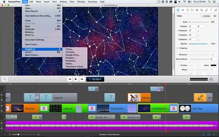 Главный интерфейс MOV Screenflow