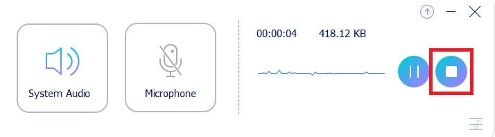 FVC Audio Stop Recording (Остановить запись звука FVC)