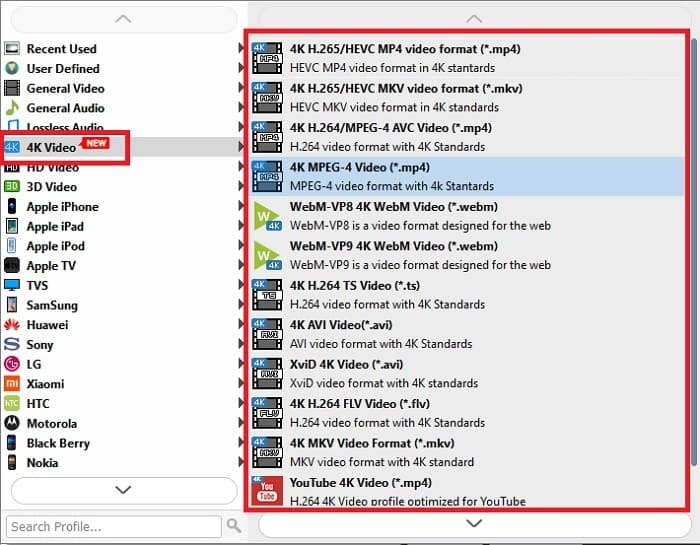 Change The Format Profile