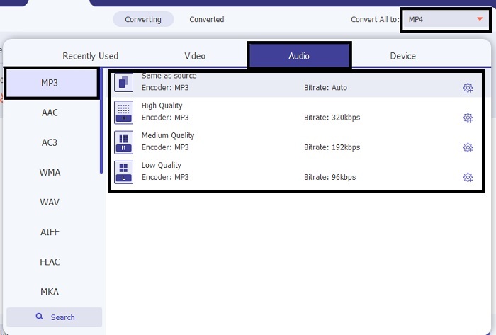 Odaberite Audio format