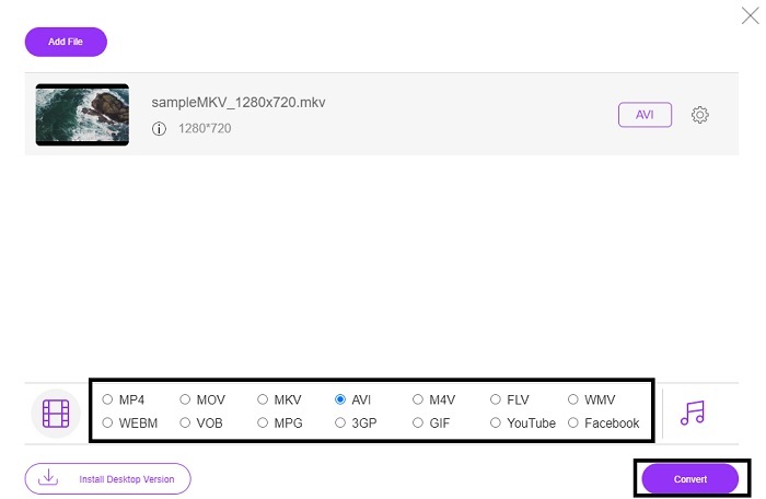 Sélectionnez le fichier MKV à convertir