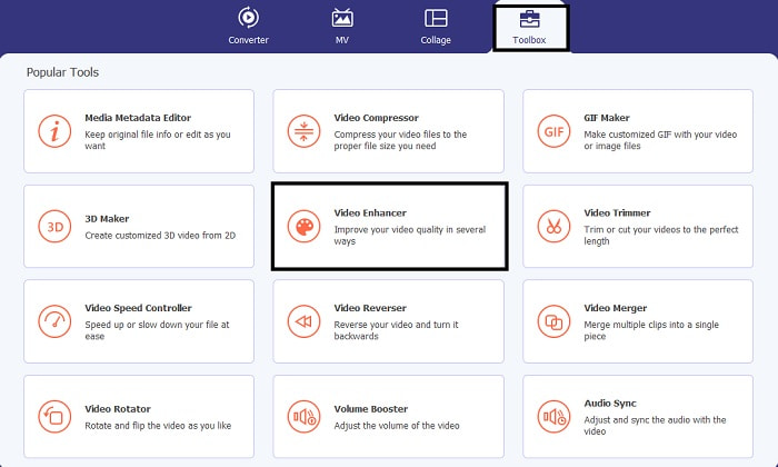 Barre d'outils du convertisseur