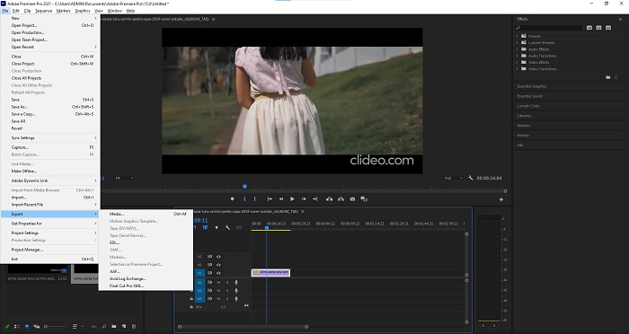 Adobe Premiere エクスポート ファイル