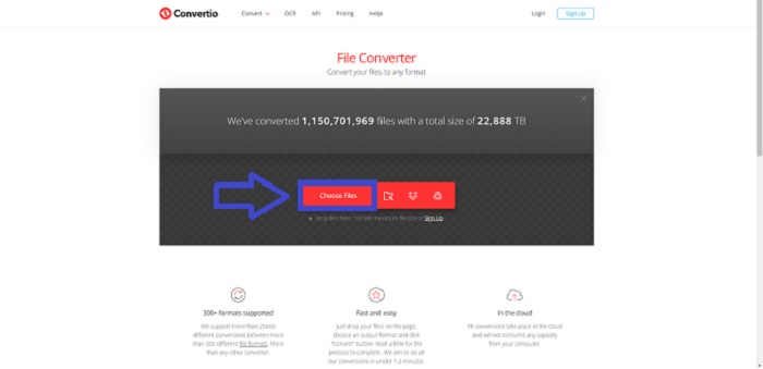 Click Choose Files Convertio