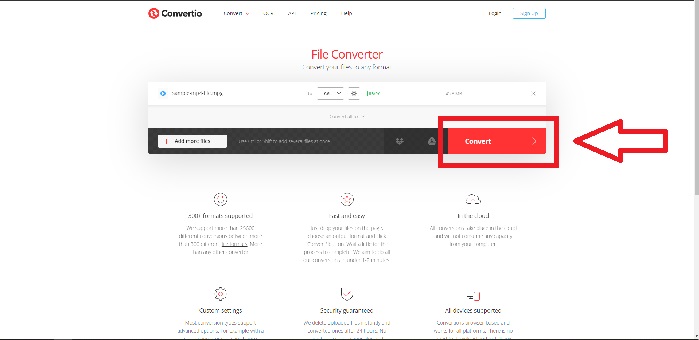 انقر فوق تحويل Convertio