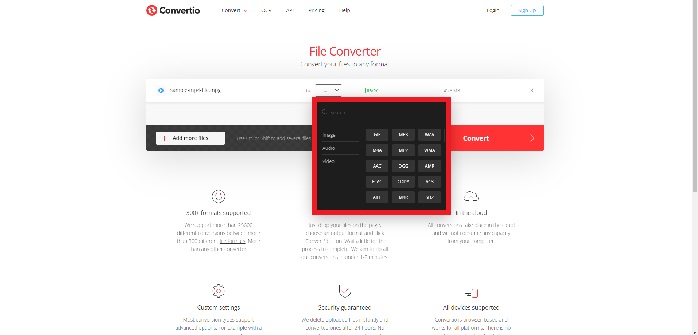 변환 프로세스 Convertio