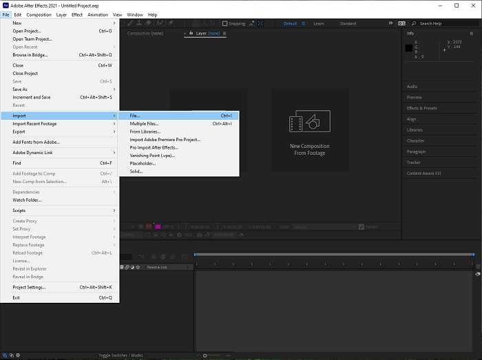 Ouvrir le fichier After Effects