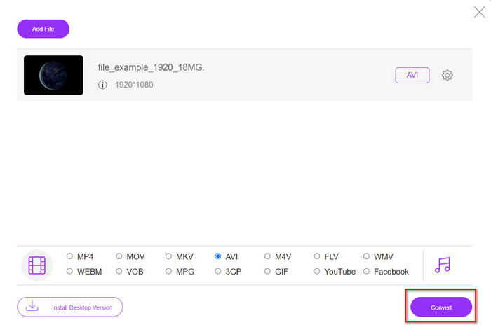 Comece a converter o formato