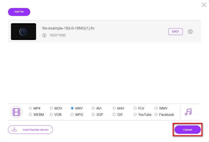 แปลง FLV เป็น MKV