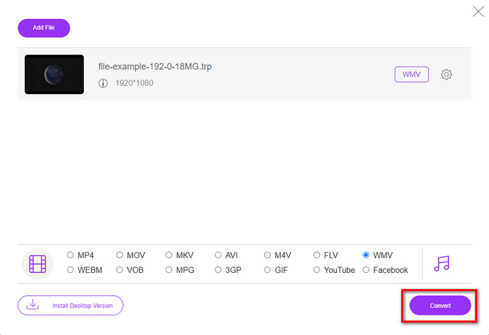 Comece a converter TRP