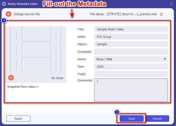 Lägg till metadata och spara