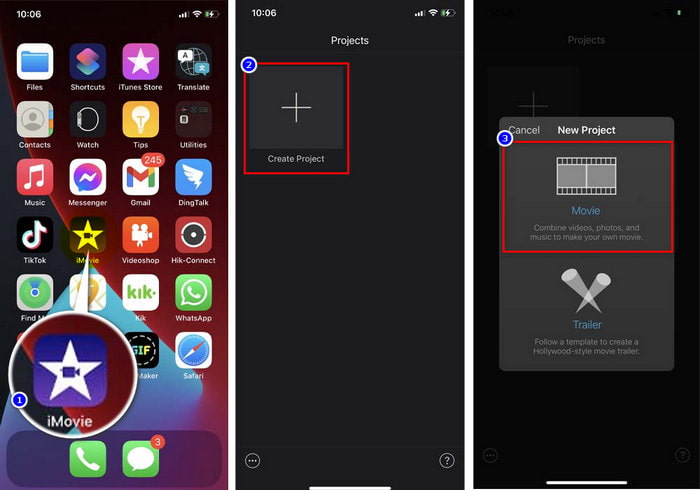 iMovie Upload Video را باز کنید