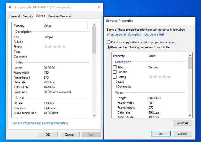 Propiedades para Windows