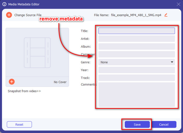 Odstraňte metadata