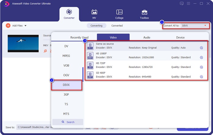 Klik Output Format