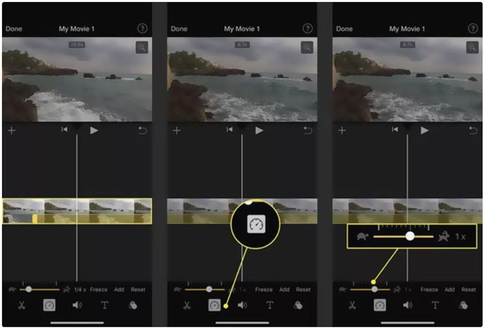 Snabba upp en video på iPhone med iMovie