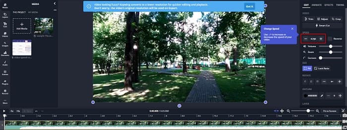 Dostosuj prędkość wideo