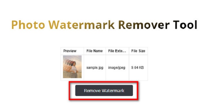 Schaltfläche „Wasserzeichen entfernen“.