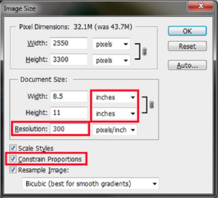 Restringir las proporciones