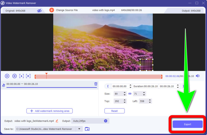 Export button