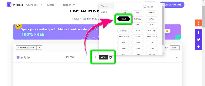 Options de format MKV