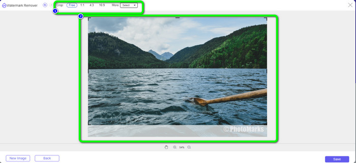 در Cropping Options را انتخاب کنید