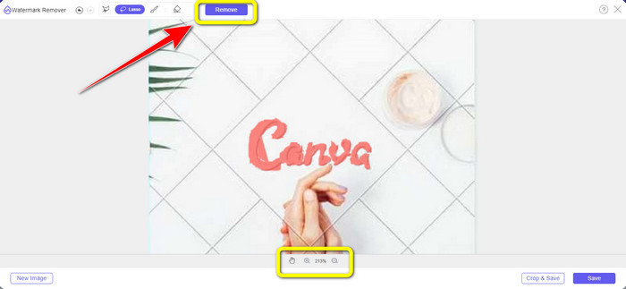 Удаление водяных знаков Canva лассо