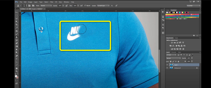 Photoshop ลบโลโก้