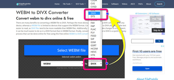 Divx Dosya Formatını Seçin