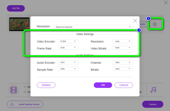 AVI File Change Settings