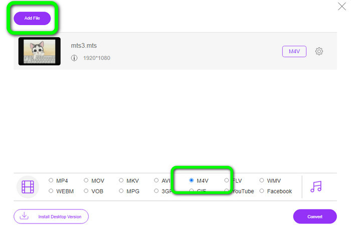 M4V com a format de sortida