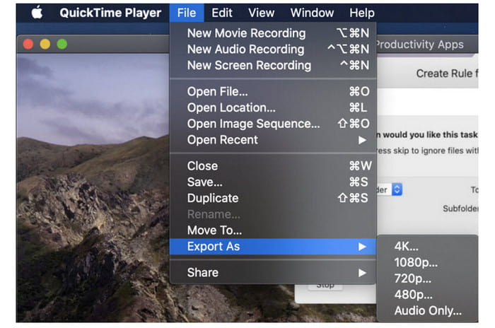 Quicktime Lưu tệp