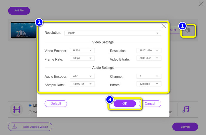 Haga clic en Configuración de video y audio