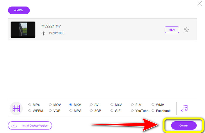 Konvertera F4V MKV Online