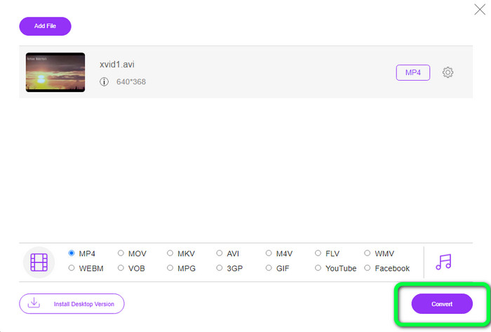 บันทึกวิดีโอ MP4 สุดท้าย FVC