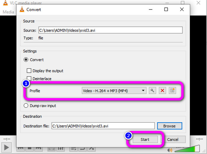 โปรไฟล์ VLC เริ่มการสนทนา