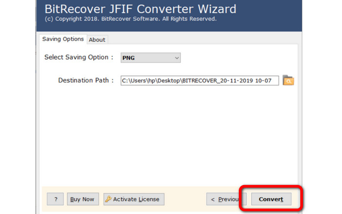 Butonul de conversie Bit Recover