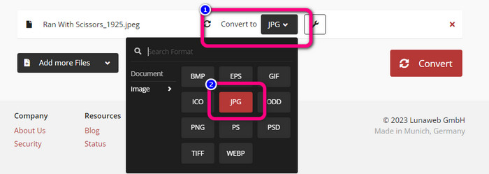 Converter para o formato JPG