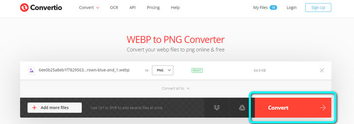 Convertir WEBP PNG Convertio