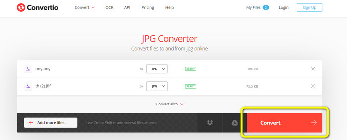ตัวแปลงรูปภาพ Convertio แปลง