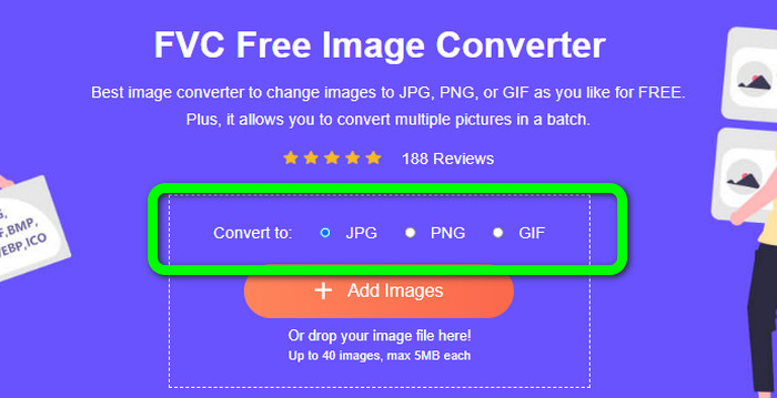 FVC Selectați formatul JPG