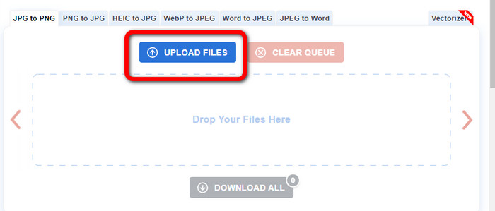 Загрузка файлов JPG в PNG