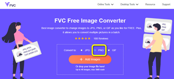 Select PNG Format Option