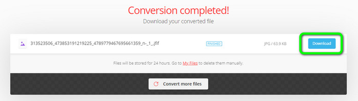 ปุ่มดาวน์โหลด Convertio