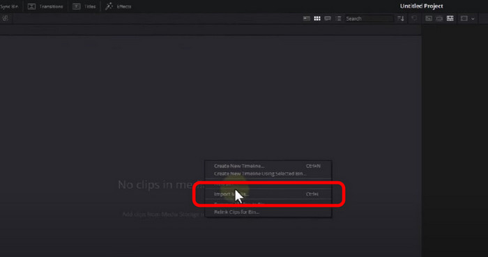 Click Import Media