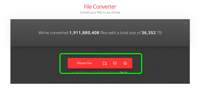 ไฟล์ Convertio เลือก