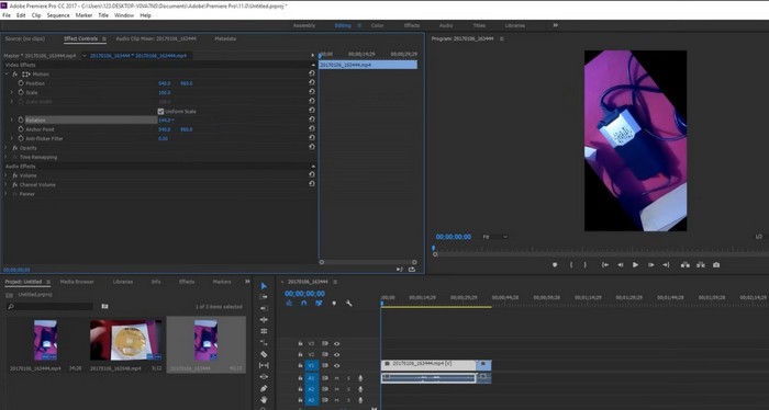 วิดีโอ Premiere Pro Flip