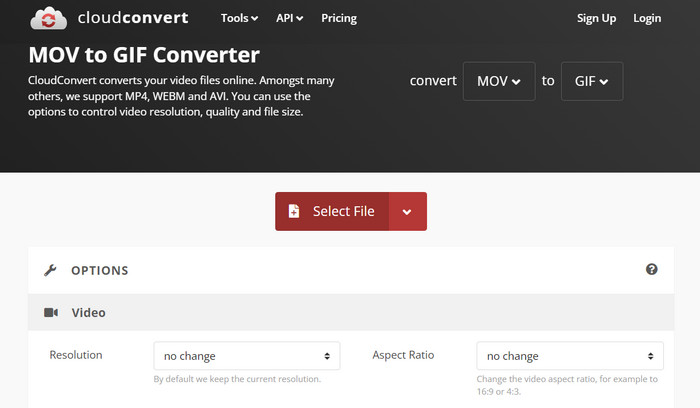 Interfaccia Cloudconvert